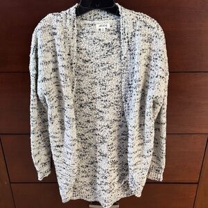 Ardene Ivory, Black & Light Gold Speckled Open-Front Sweater Cardigan
